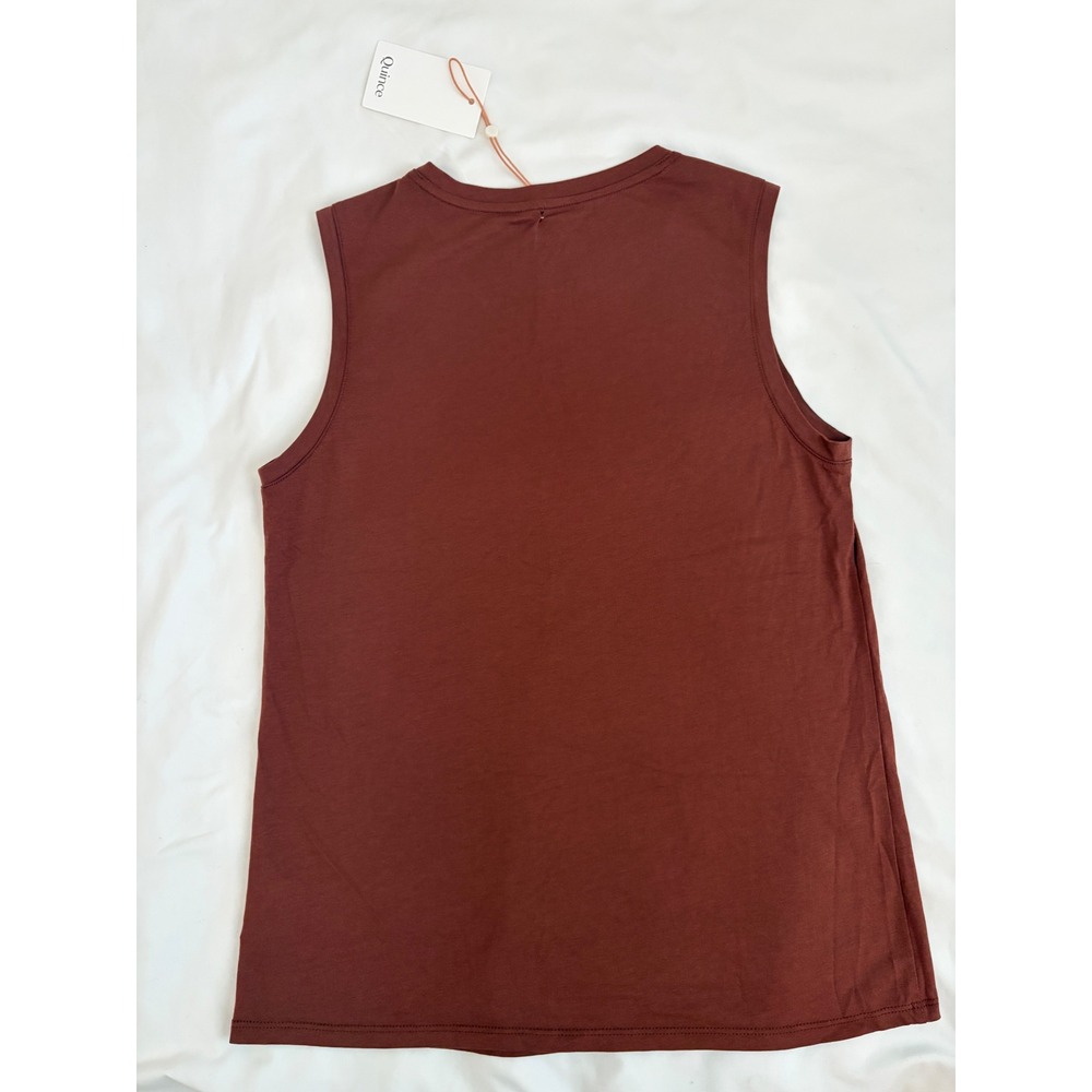 Quince Women Brown Cotton Modal Muscle Tee Sleeveless Crew Neck Top Size S NWT - Picture 7 of 8